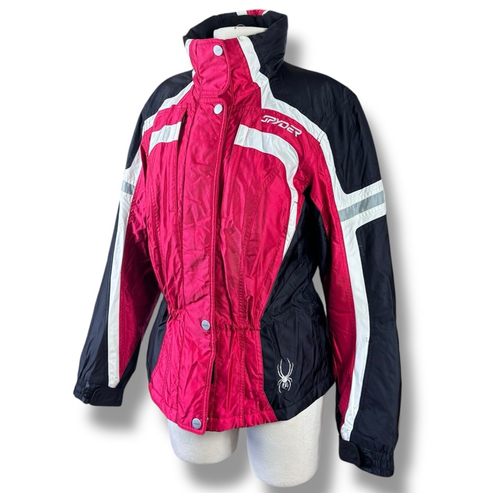 Spyder Women's Ski Jacket Red Black White Thinsulate Insulated Snow Coat Size 8